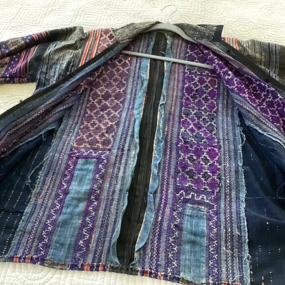 Vintage Embroidered Jacket from Thailand Handmade Primitive Patchworks Size L - Picture 9 of 14